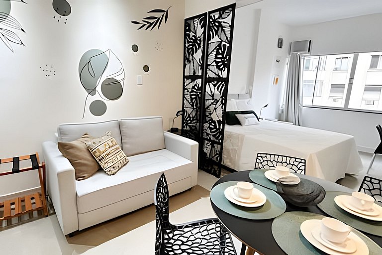 Studio novíssimo a 300m da praia e metrô