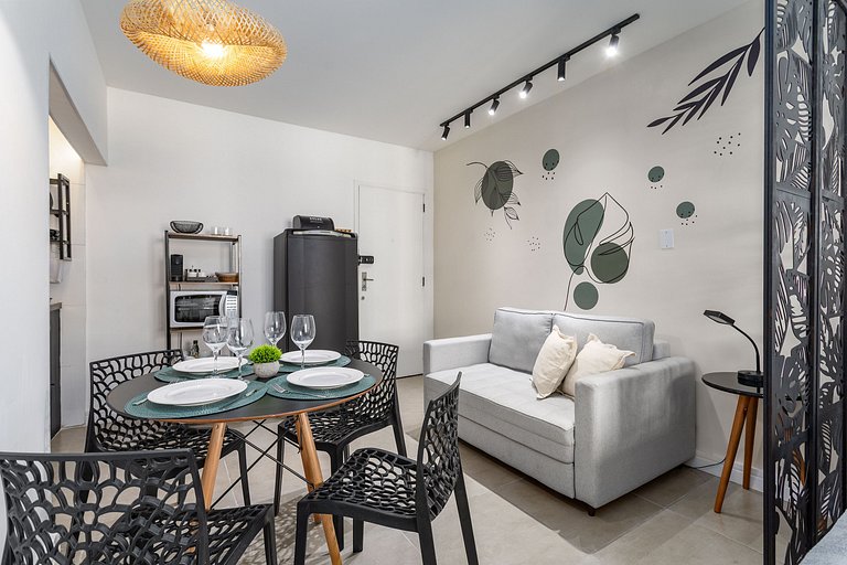 Studio novíssimo a 300m da praia e metrô